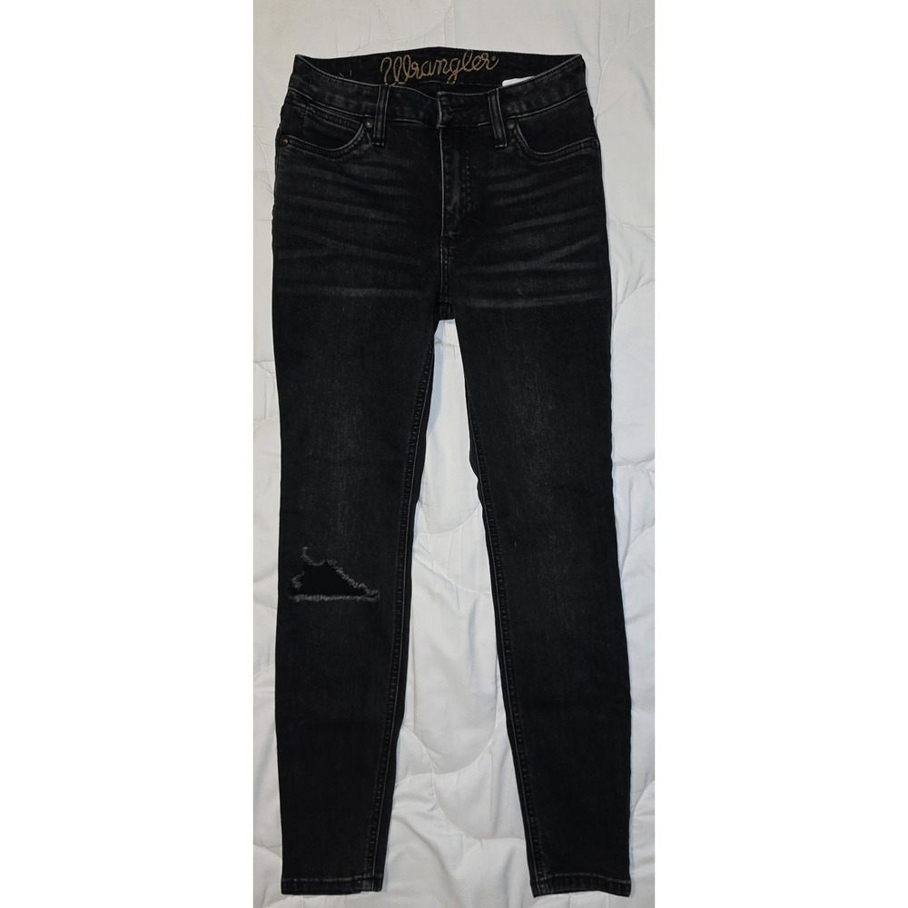 Wrangler Retro Women's High Rise Skinny Faded black Jeans - (25x28) #vintage